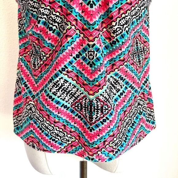 Catalina Tankini Swimsuit Tops Size Medium Multiprint Pink  Aqua Blue White and - Picture 4 of 11